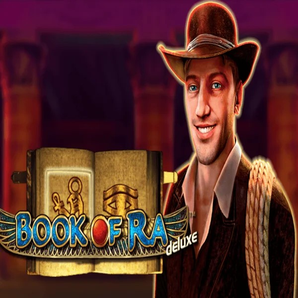 Slots logo of Book of Ra Deluxe from Novomatic at Nyxbets Casino